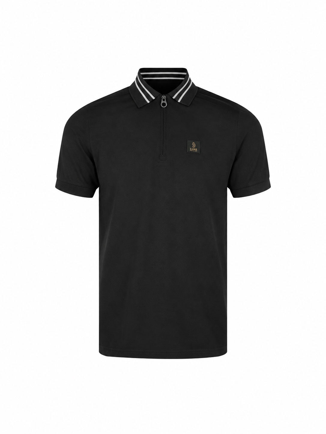 Throop Zip Neck Polo Shirt - Black