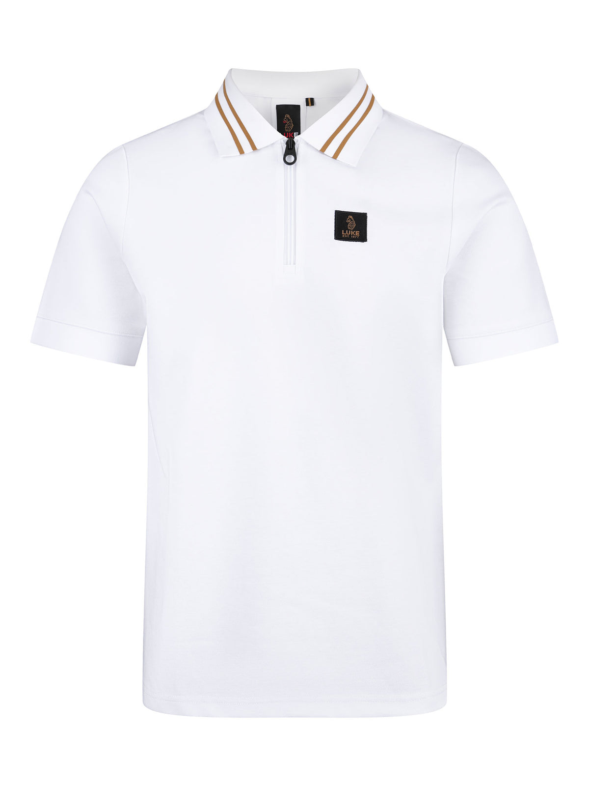 Throop Zip Neck Polo Shirt - White