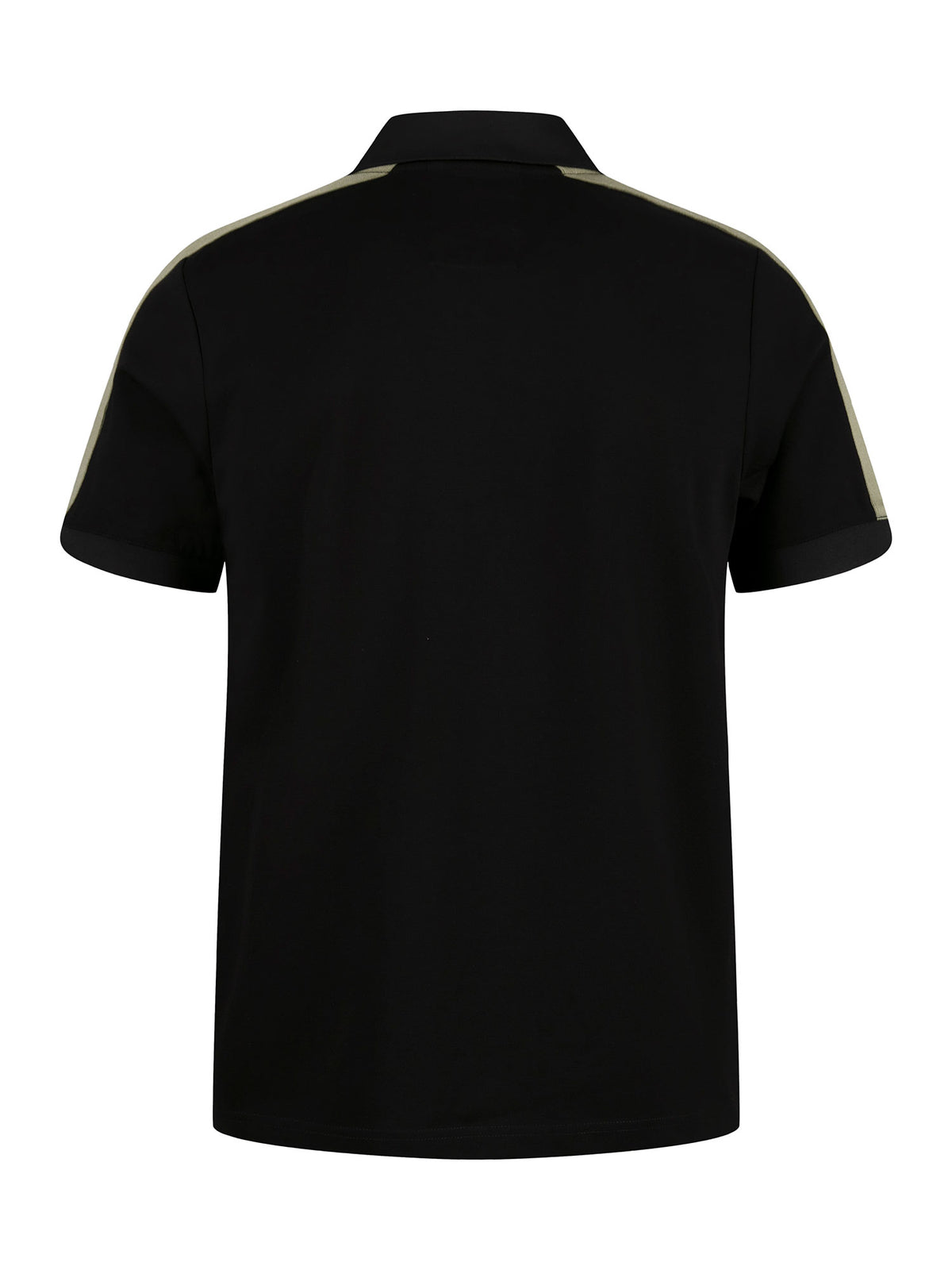 Men's black polo shirt with polo collar.