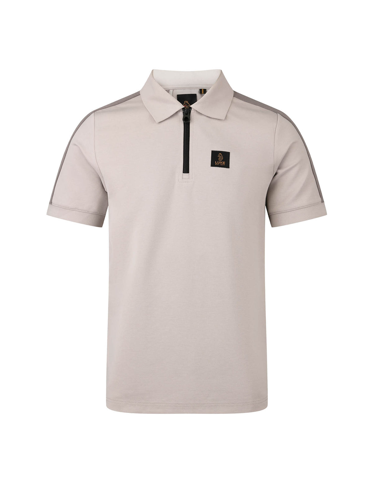 Men's grey polo shirt with polo collar.
