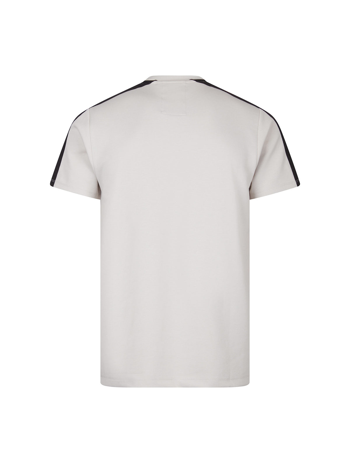 Men's grey t-shirt with crew neck and short sleeves, detail view