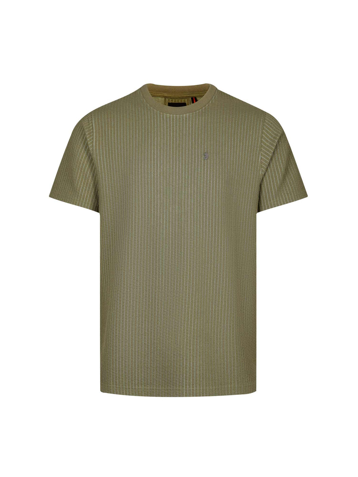 Men's green t-shirt with crew neck and short sleeves, front view