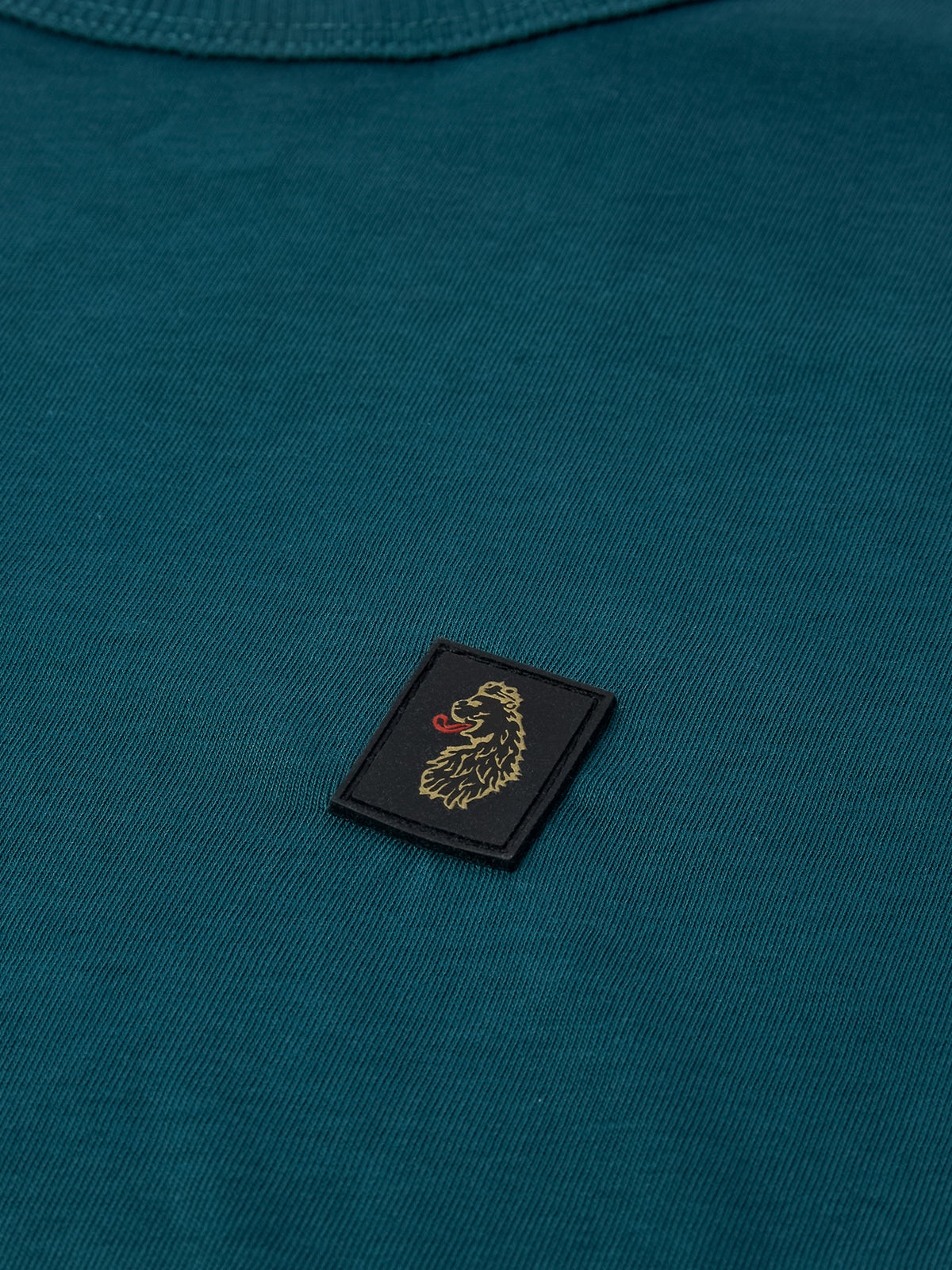 Men's blue t-shirt with crew neck and short sleeves, detail view 1