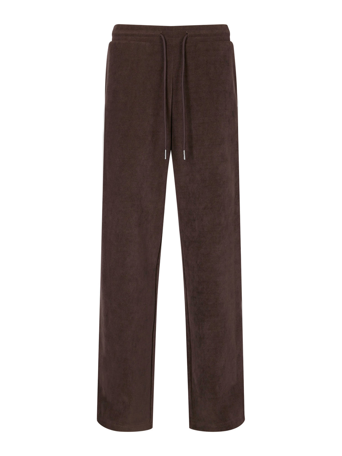 Men's straight-leg brown joggers, front view