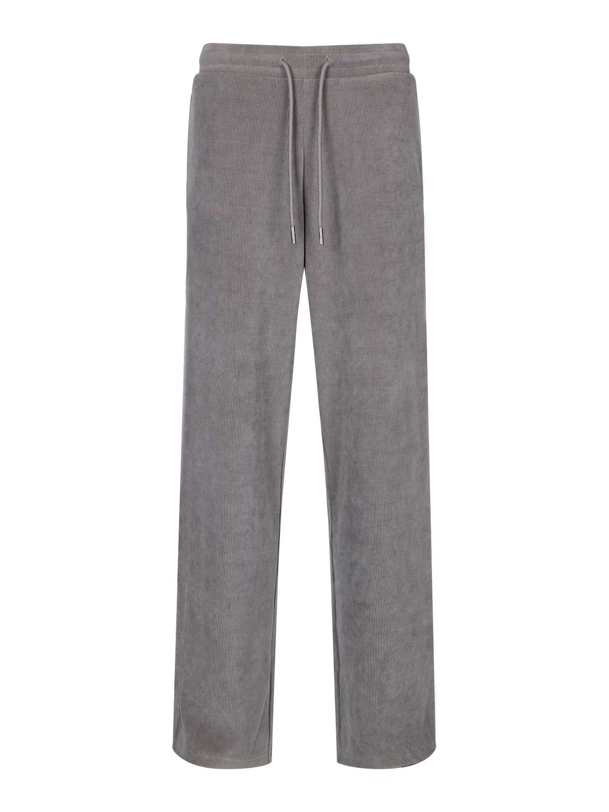 Men's straight-leg grey joggers, front view