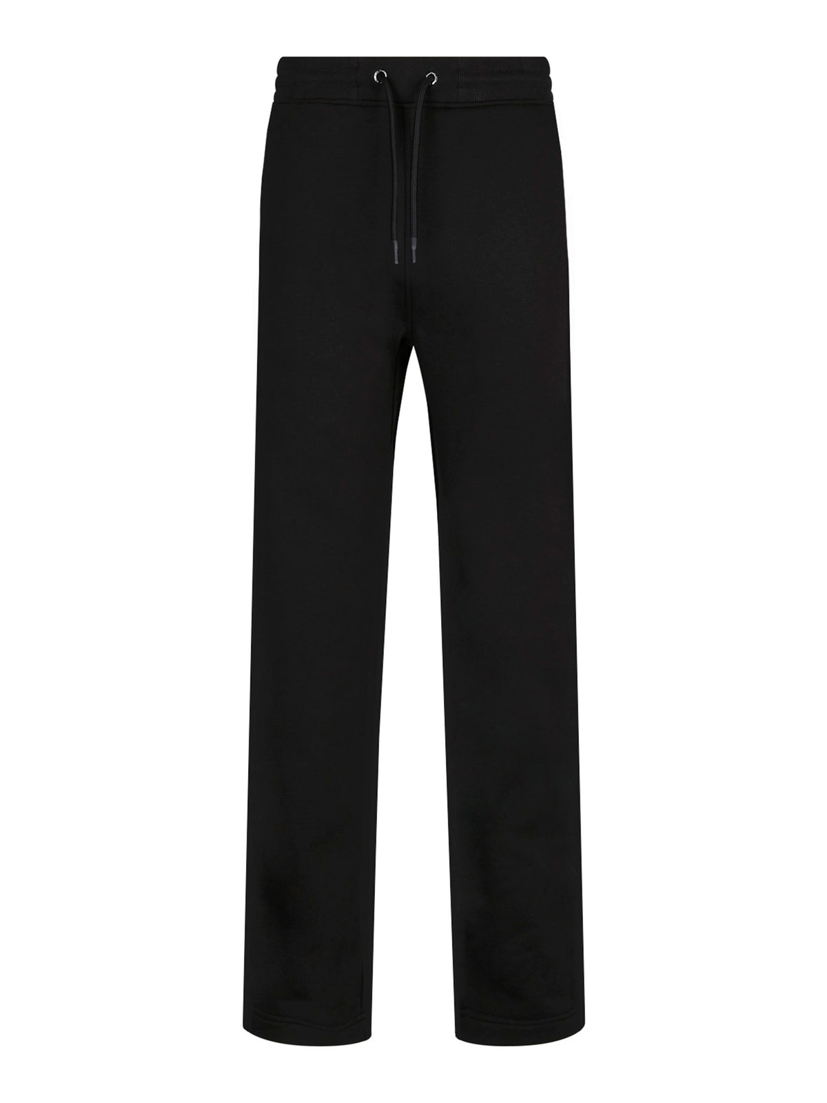 Men's wide-leg black joggers with drawstring waistband, front view