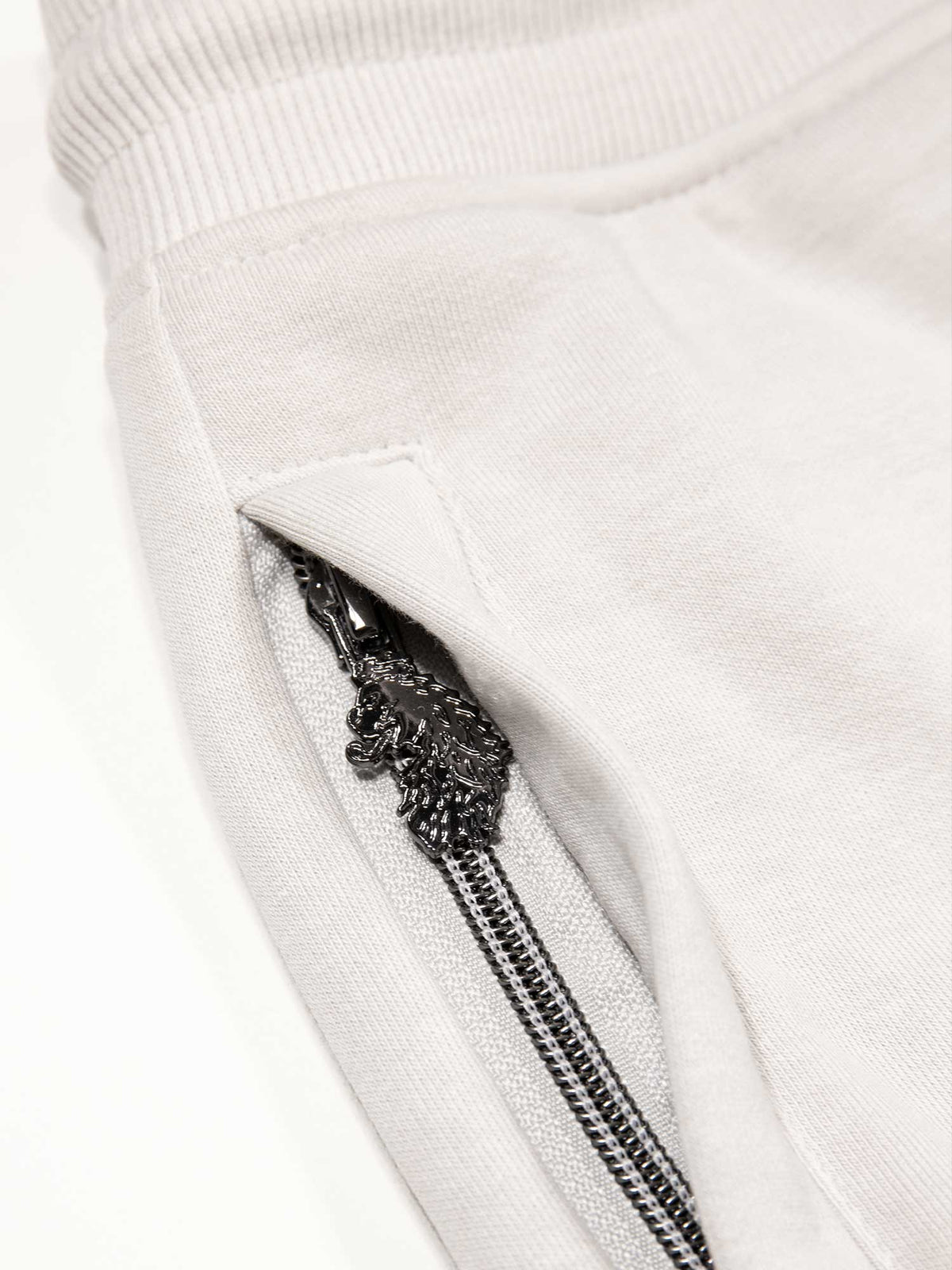 Men's wide-leg grey joggers with drawstring waistband, detail view 2