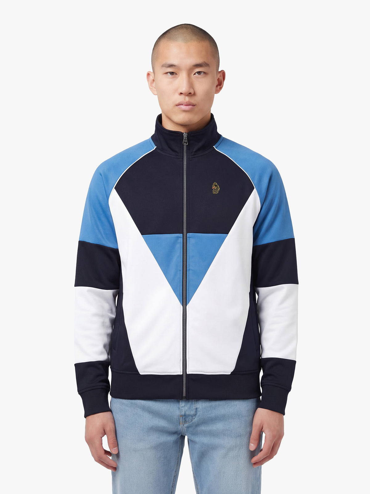 Gratitude Chevron Zip Sweatshirt - Navy