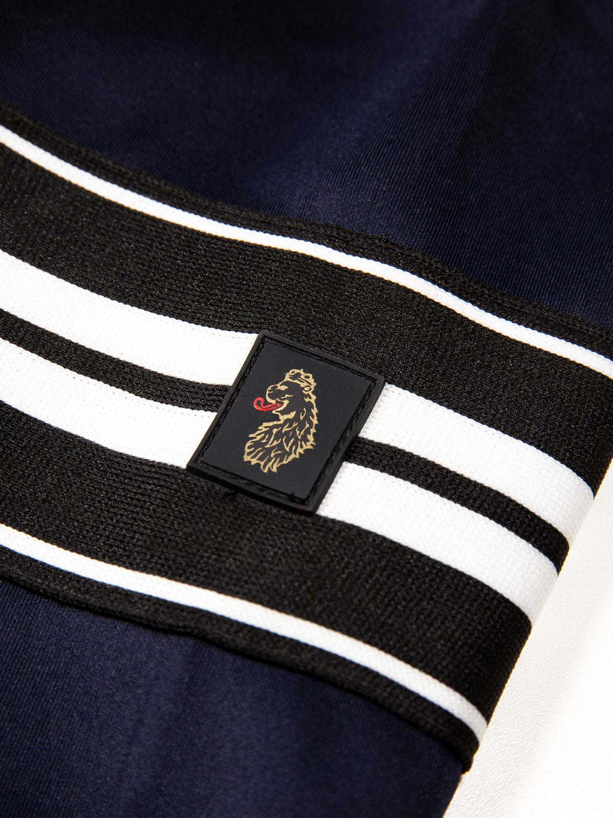Men's navy sweatshirt with mock neck.