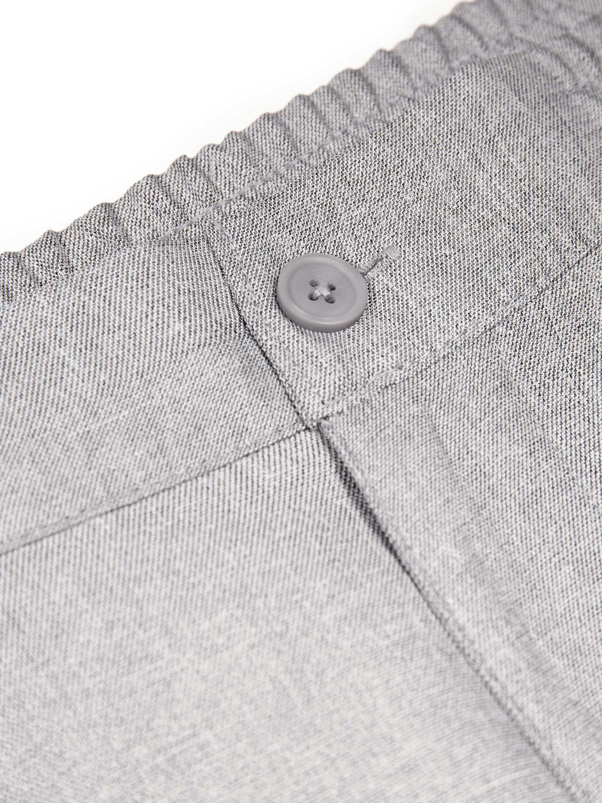Men's straight-leg grey trousers with elasticated waistband, detail view 1