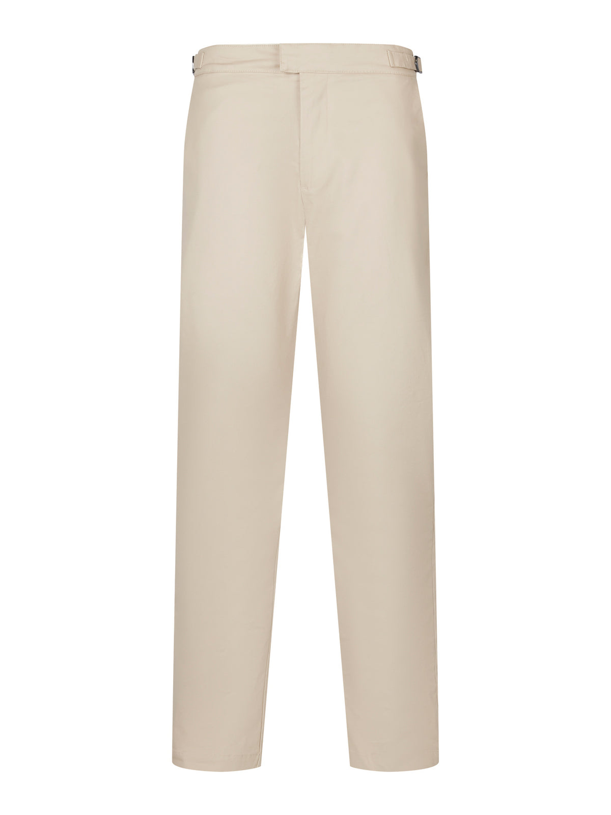 Men's straight-leg beige trousers, front view