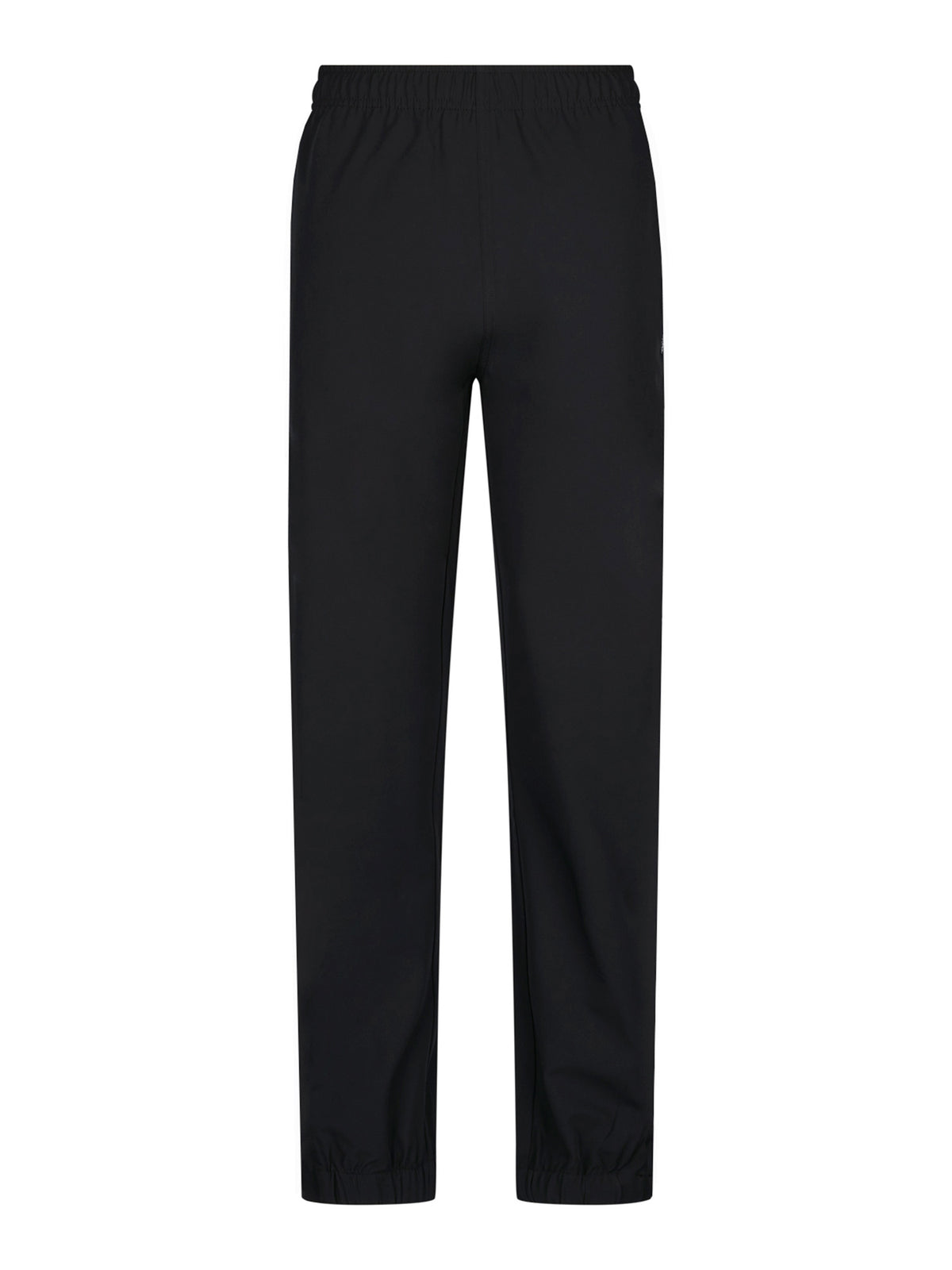Men's black joggers with elasticated waistband, front view