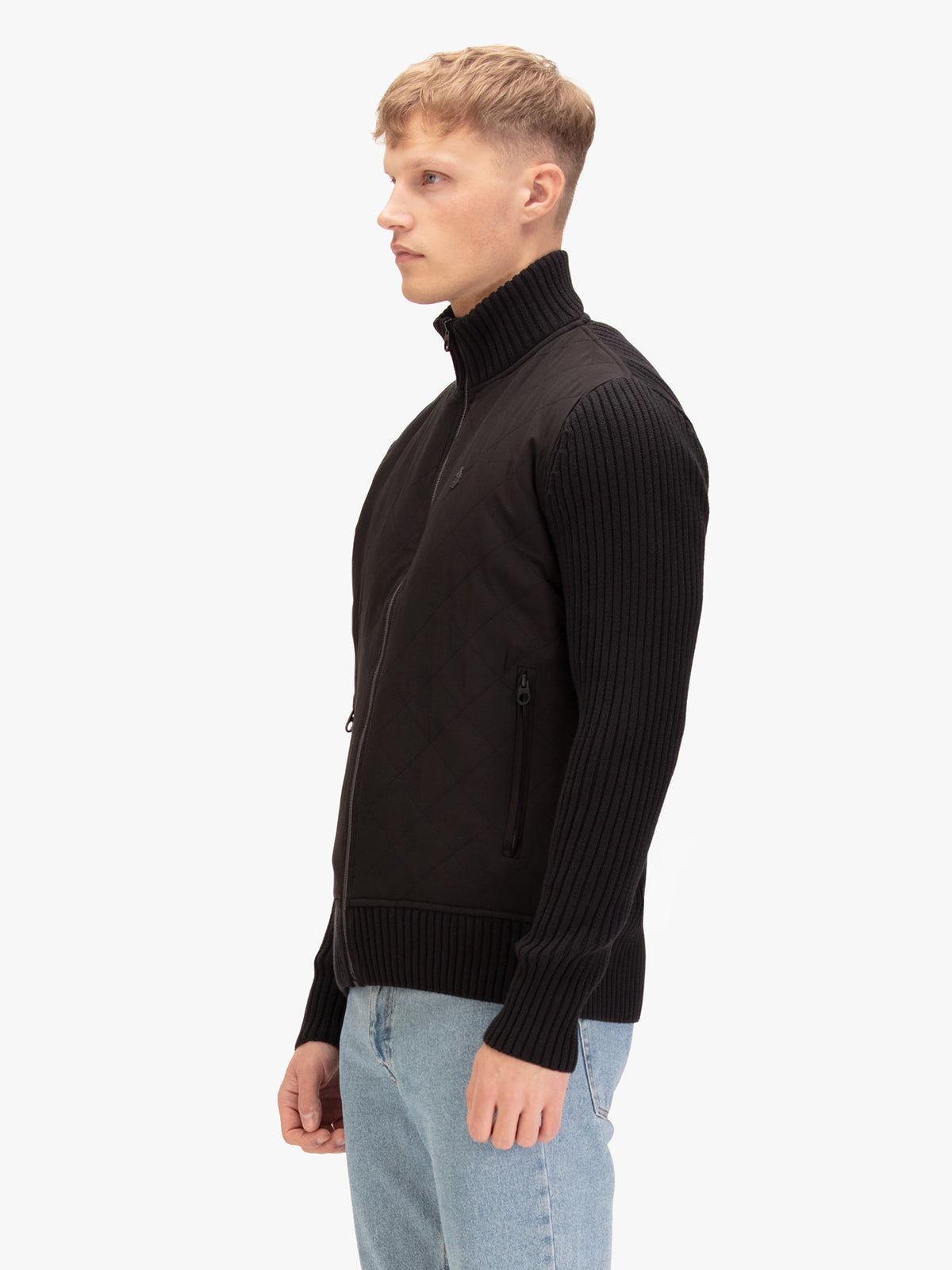 Men's black jacket, back view