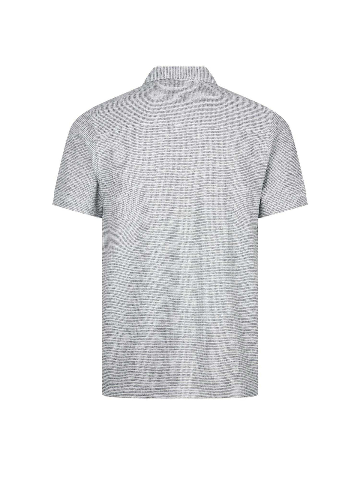 Men's grey shirt with button-up front, back view