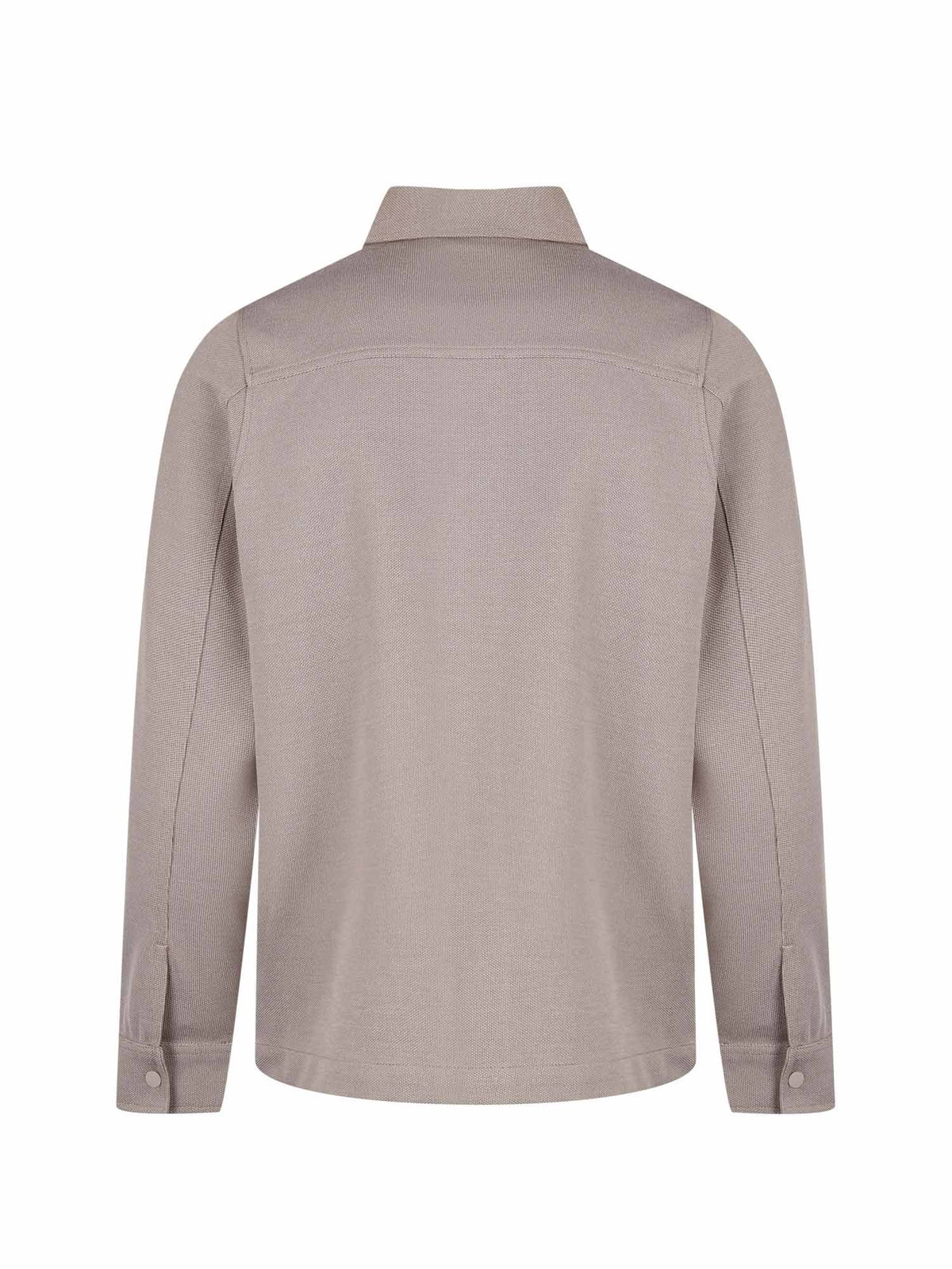 Men's brown shirt with button-up front, back view