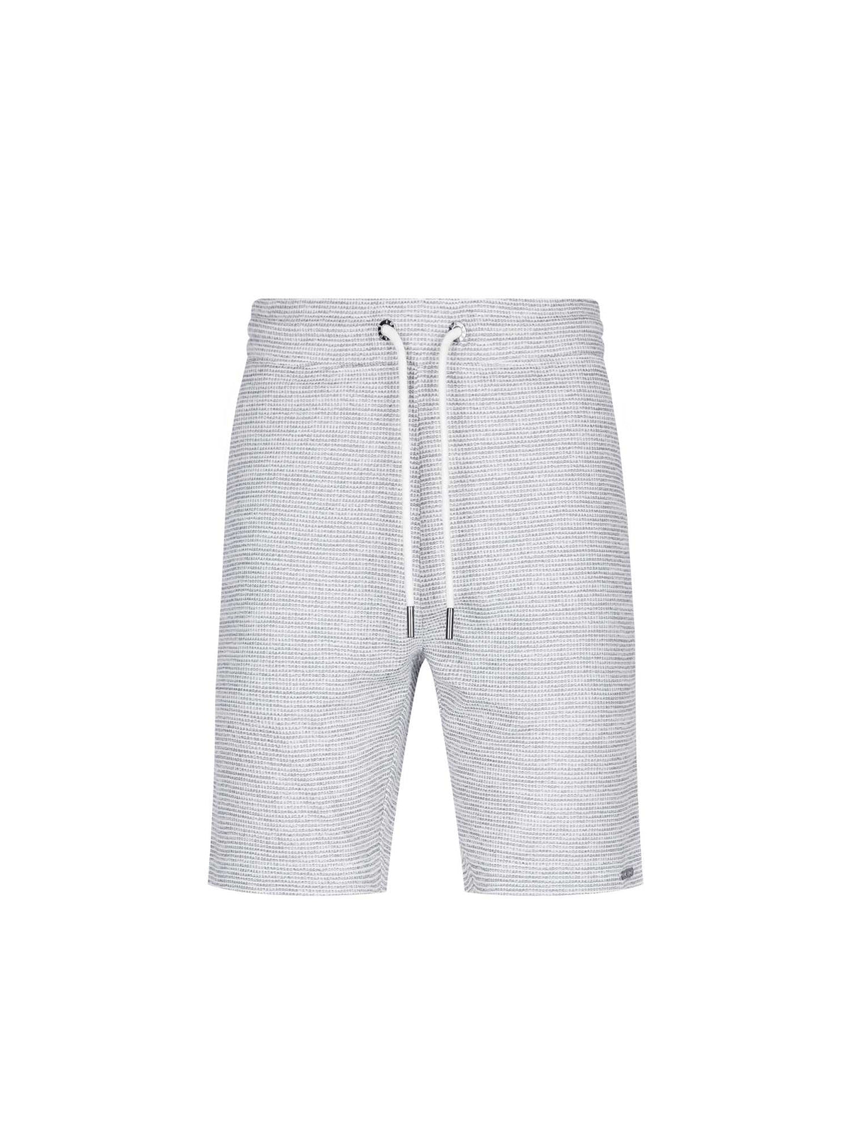 Men's grey shorts with drawstring waistband, front view
