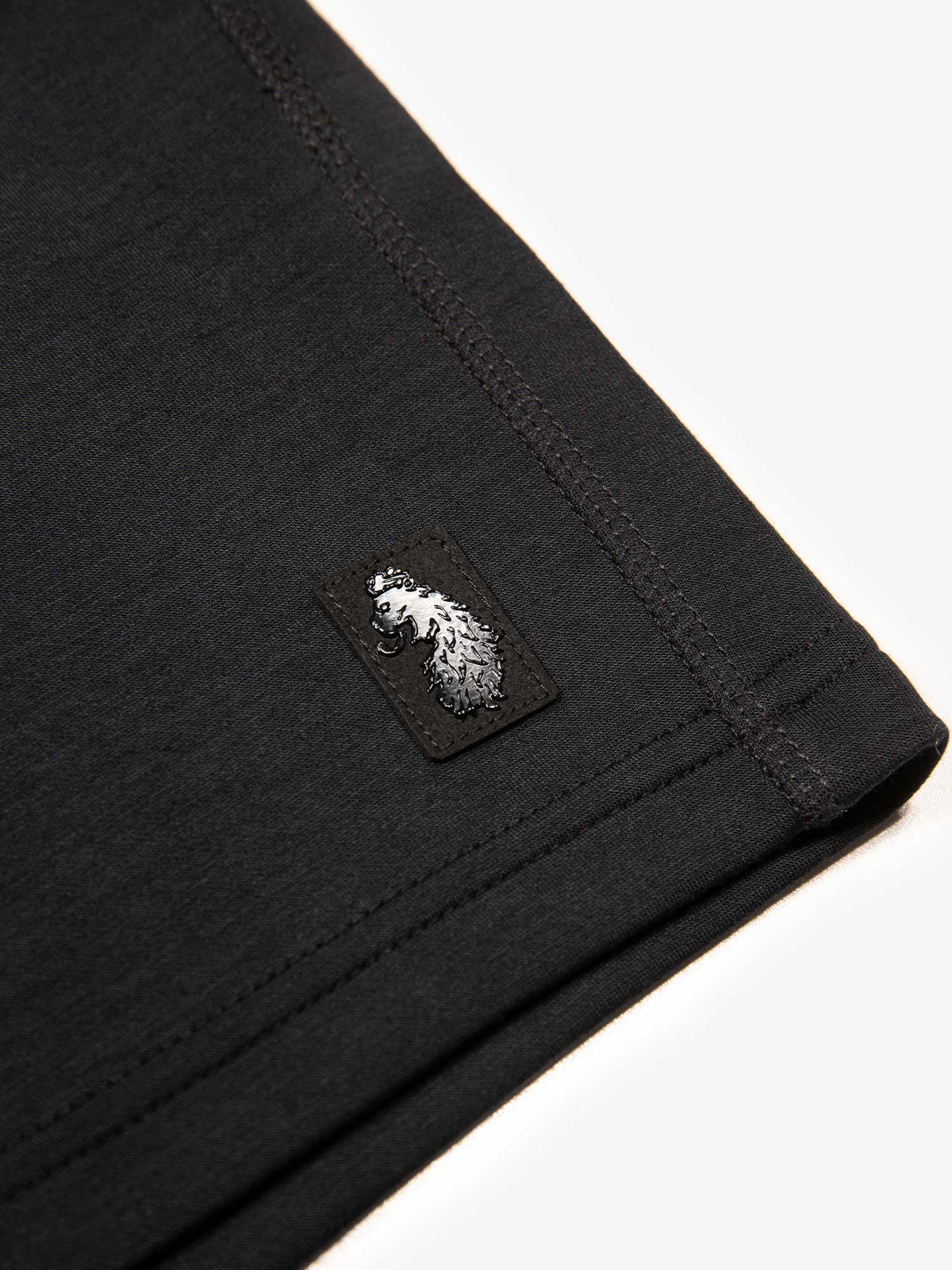 Men's black shorts with drawstring waistband, detail view 3