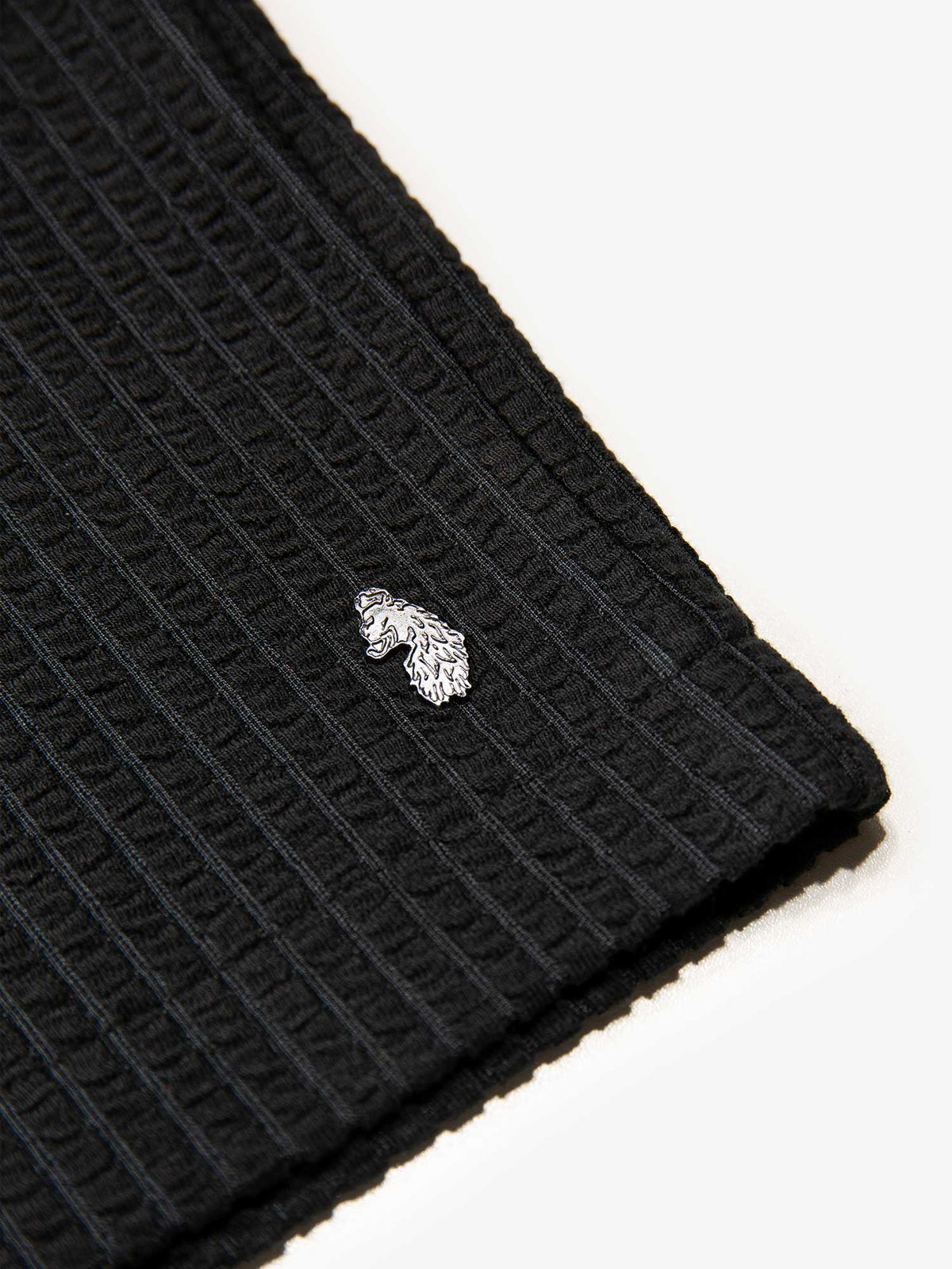 Men's black shorts with drawstring waistband, detail view 3