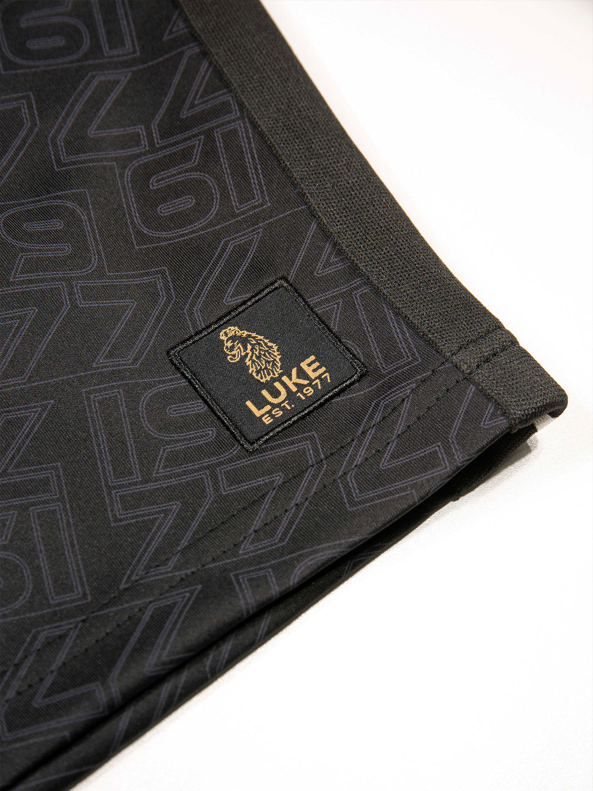 Men's black shorts with drawstring waistband.