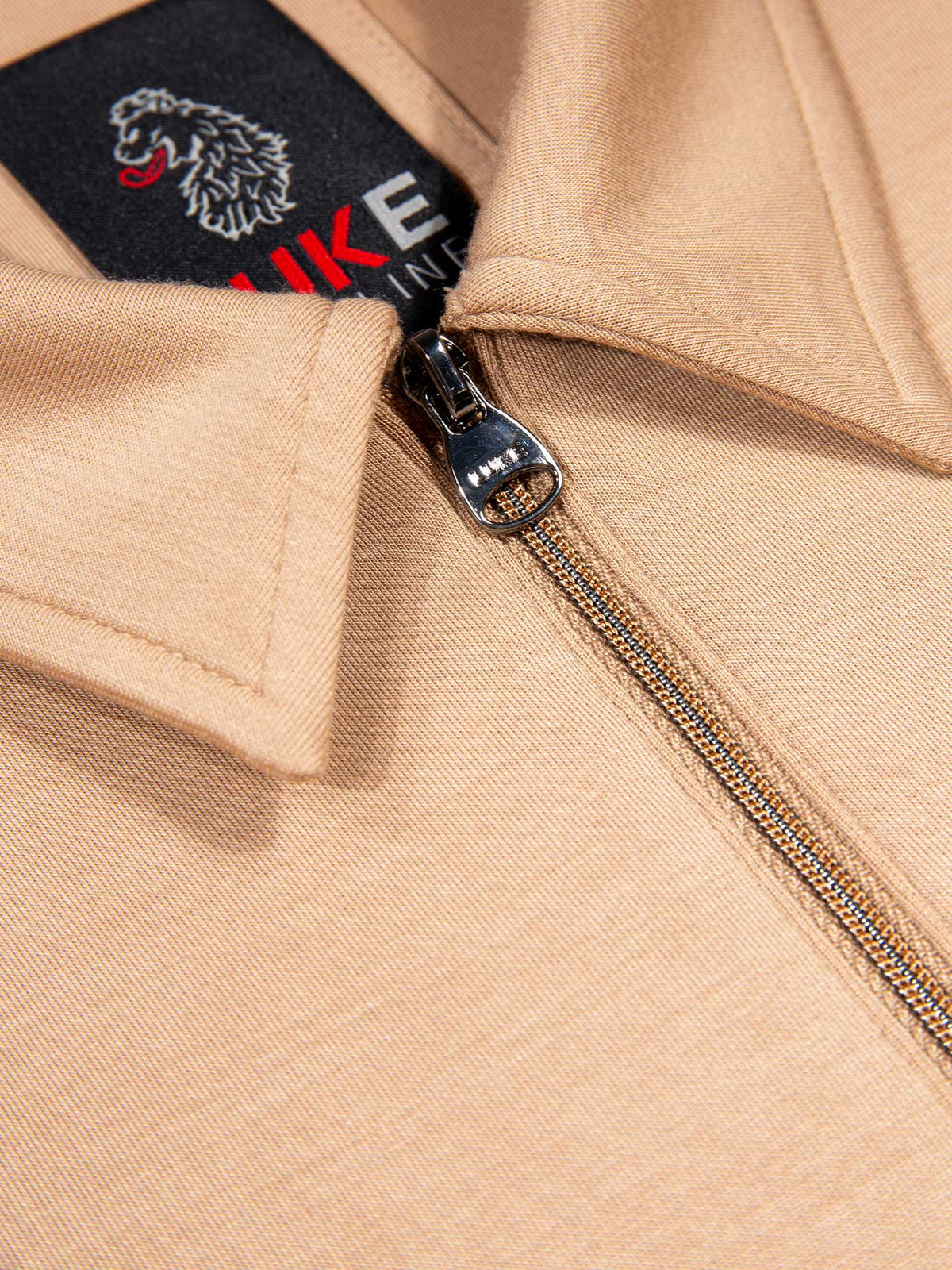 Men's beige polo shirt with polo collar, detail view 1