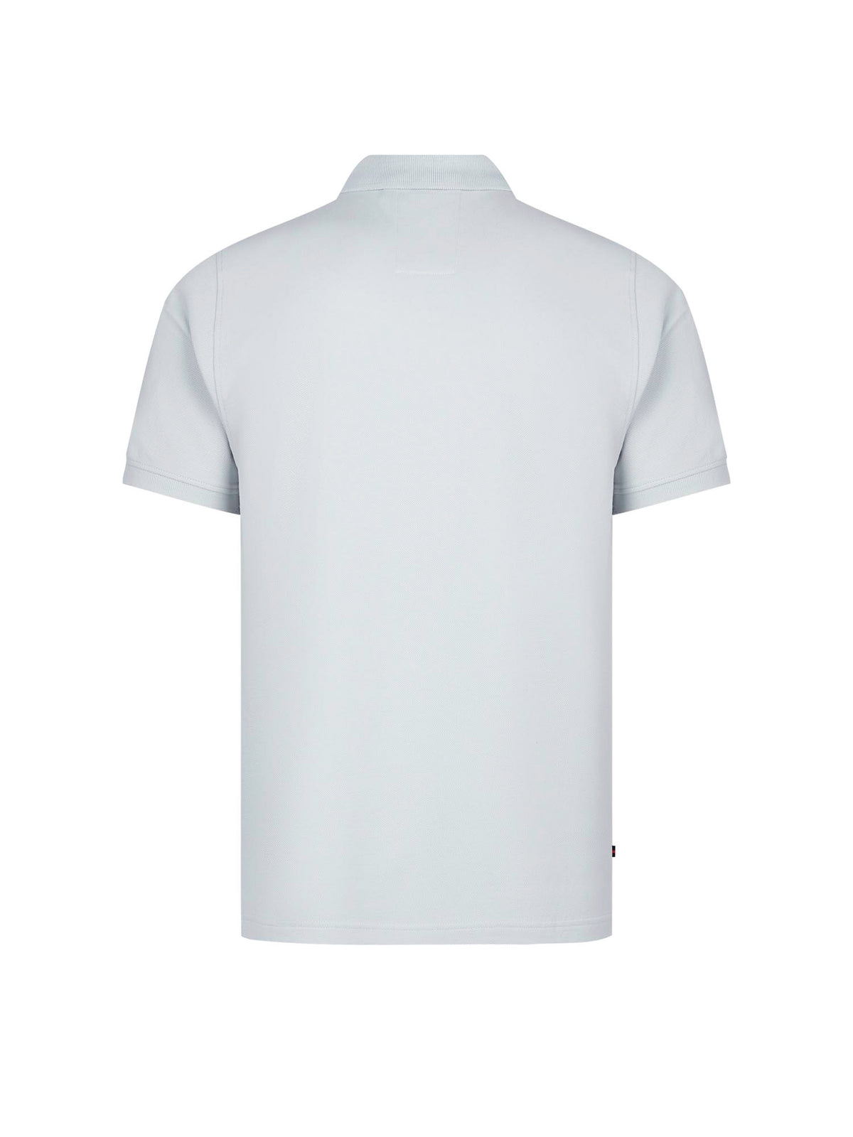 Men's blue-1 polo shirt with polo collar, back view