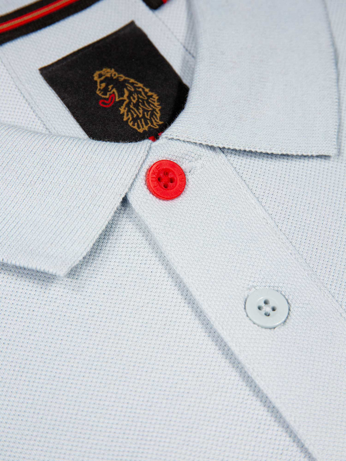 Men's blue-1 polo shirt with polo collar, detail view 1