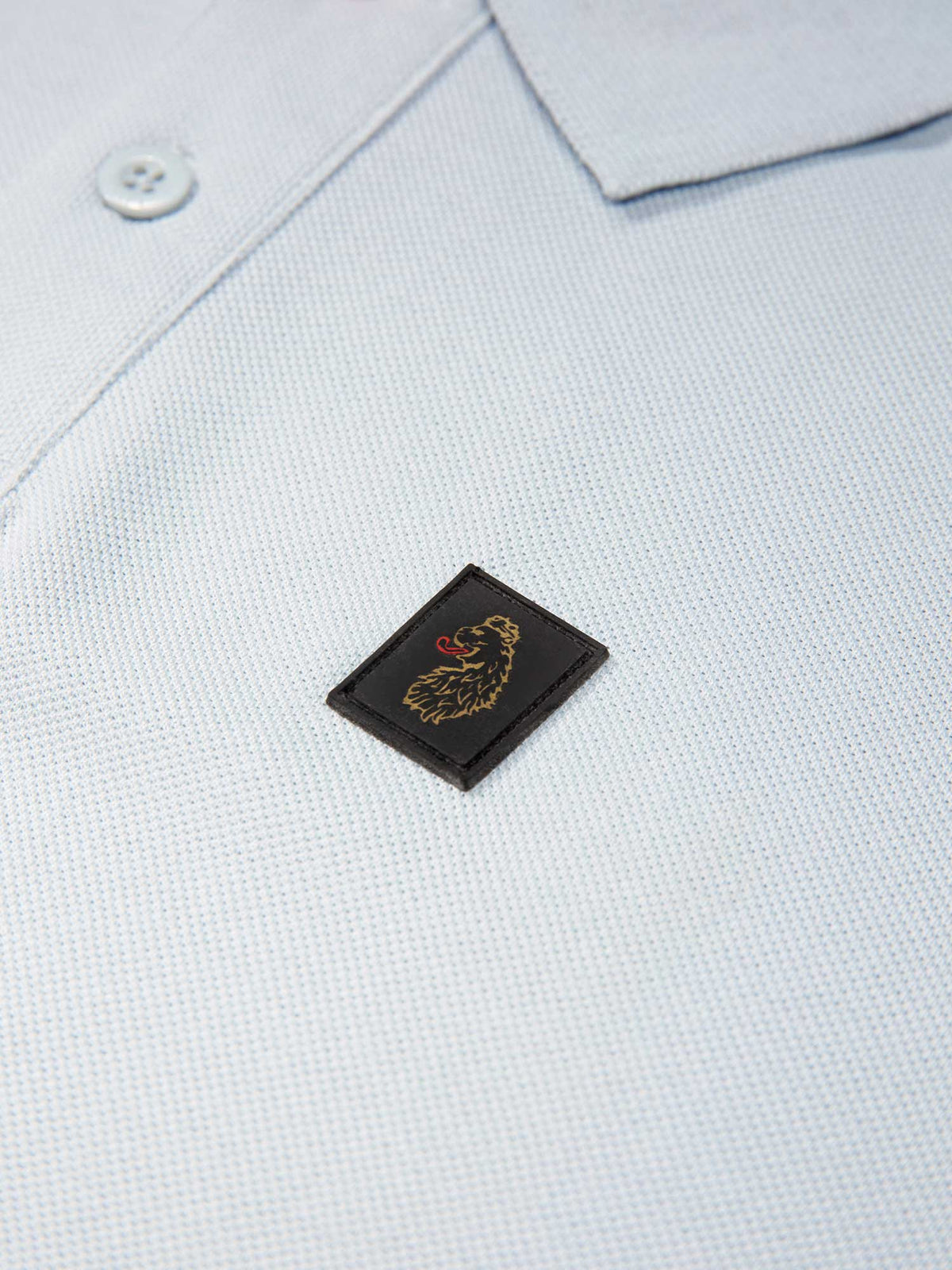 Men's blue-1 polo shirt with polo collar, detail view 2