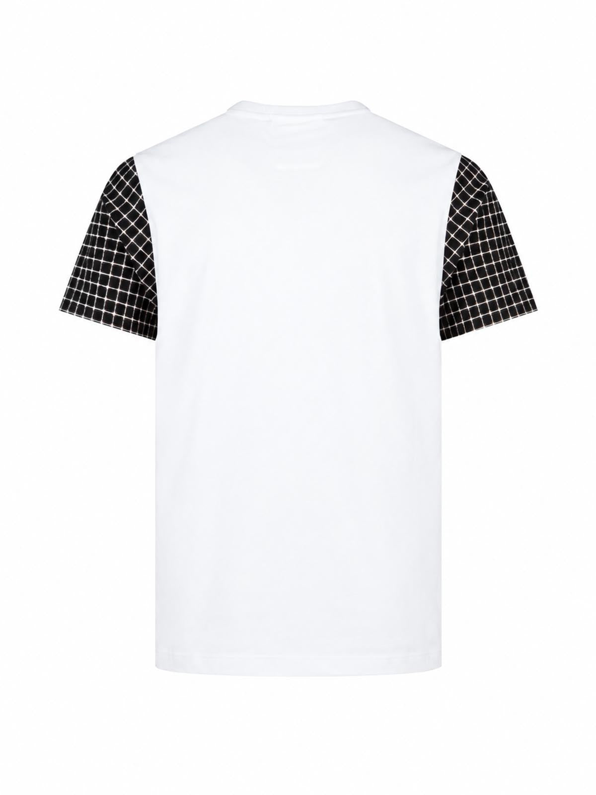 Back of white LUKE 1977 Dale t-shirt with check sleeves
