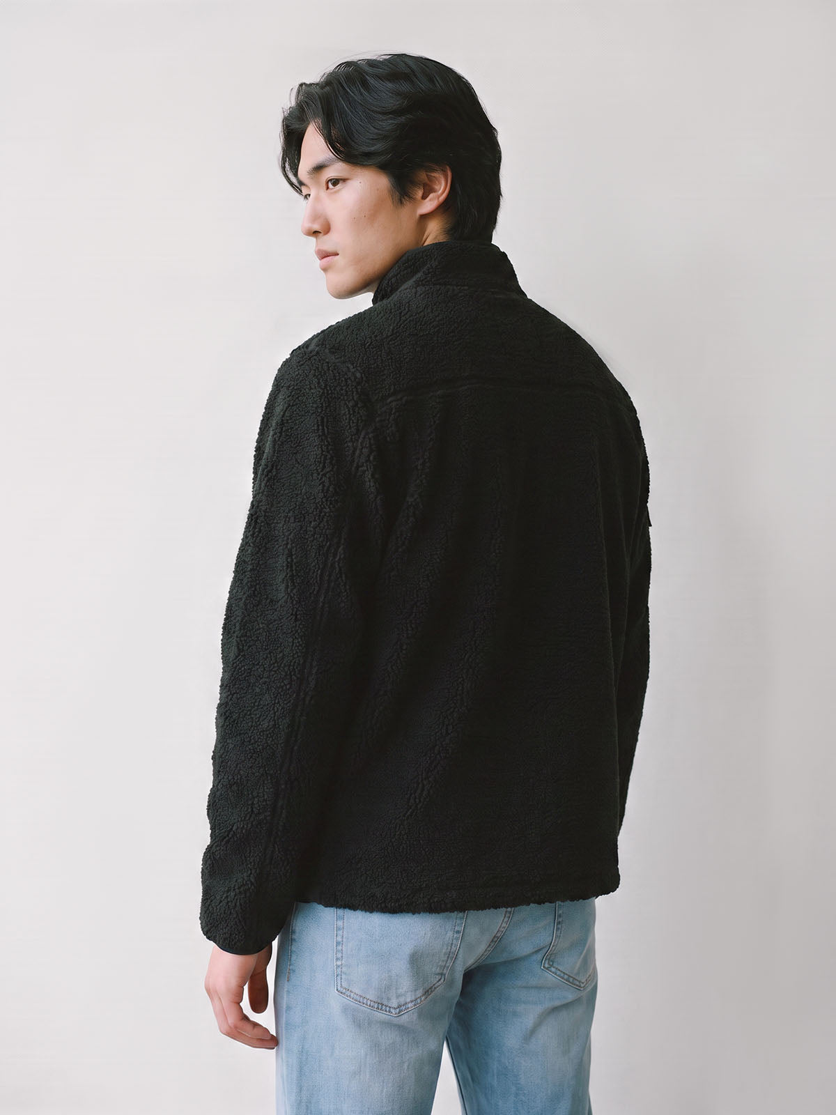 Roydon Funnel Neck Borg Jacket - Black