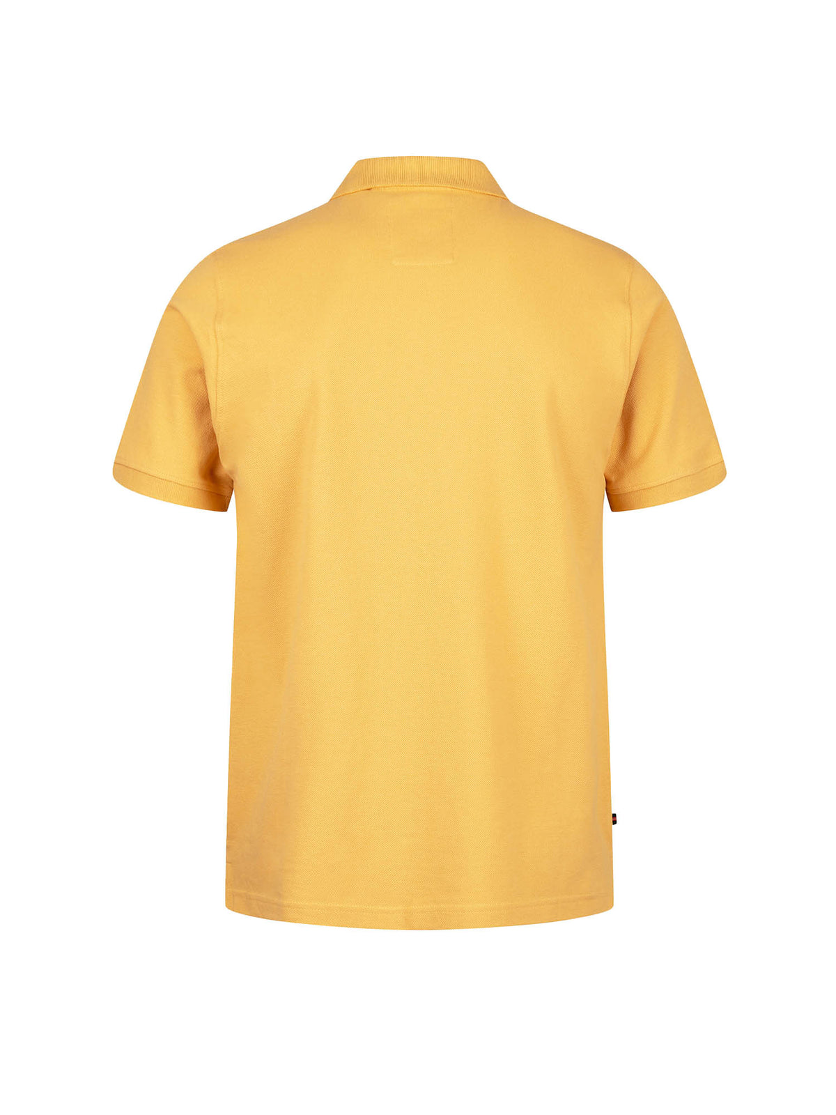 Men's yellow polo shirt with polo collar.