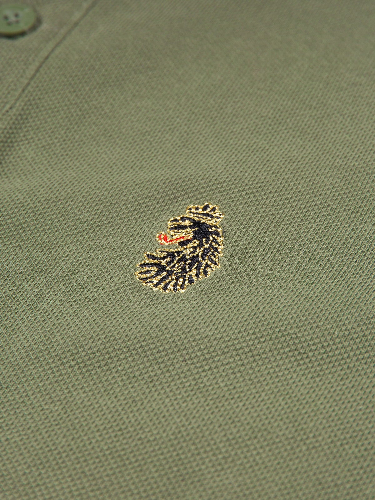 Men's green polo shirt with polo collar, detail view 2