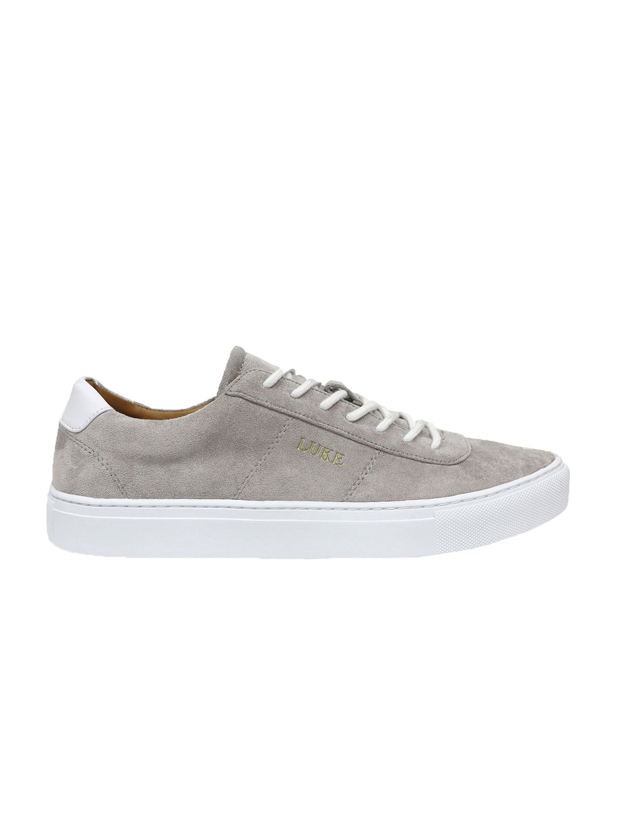 Boy's grey suede trainers, side view