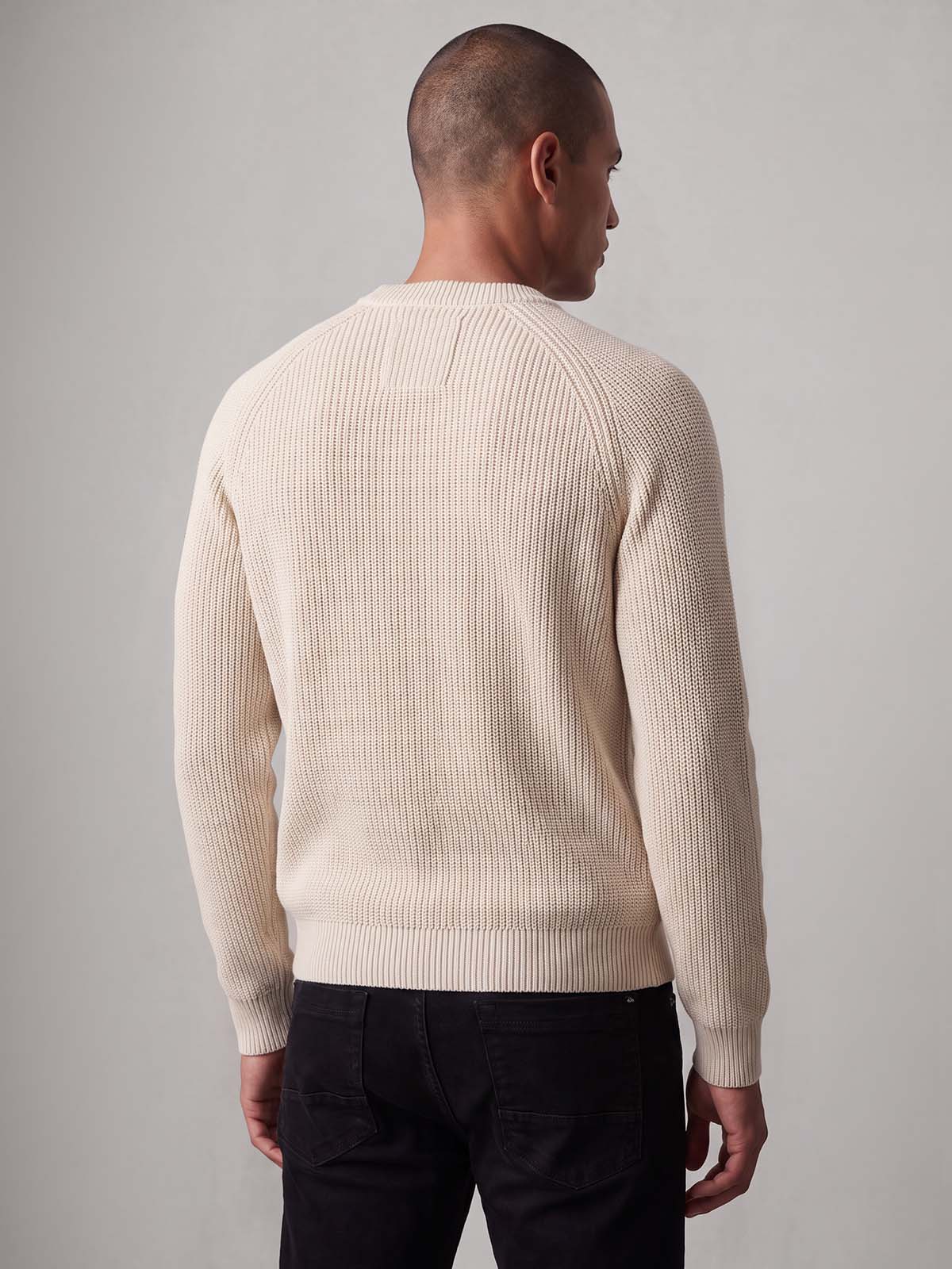 Cromer Plated Knitted Jumper - Stone Marle