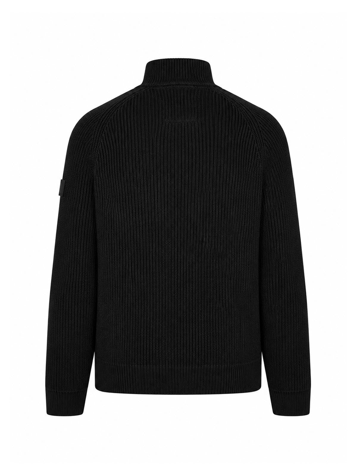 Watton Plated Quarter Zip Knit - Black