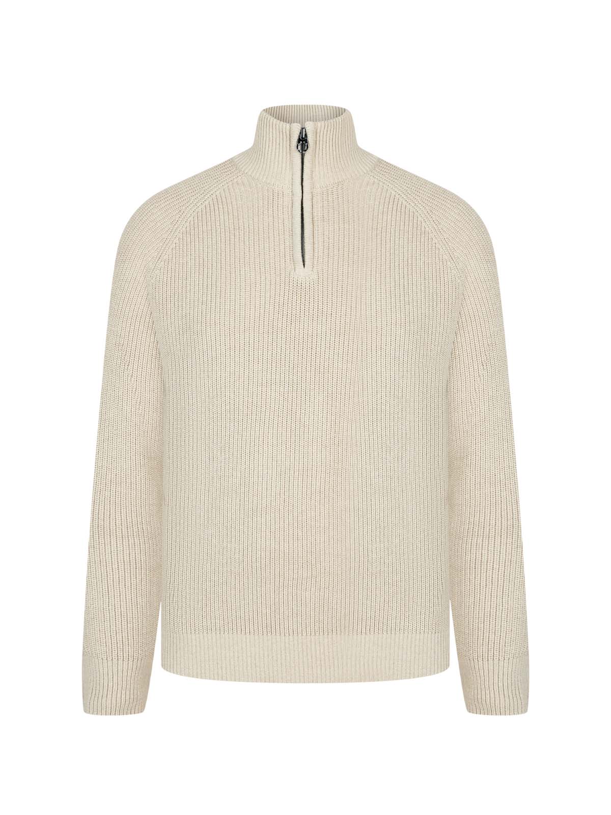 Watton Plated Quarter Zip Knit - Stone Marle