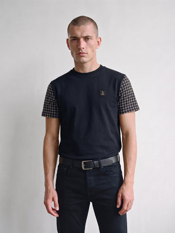 Dale Check Sleeve T-Shirt - Navy
