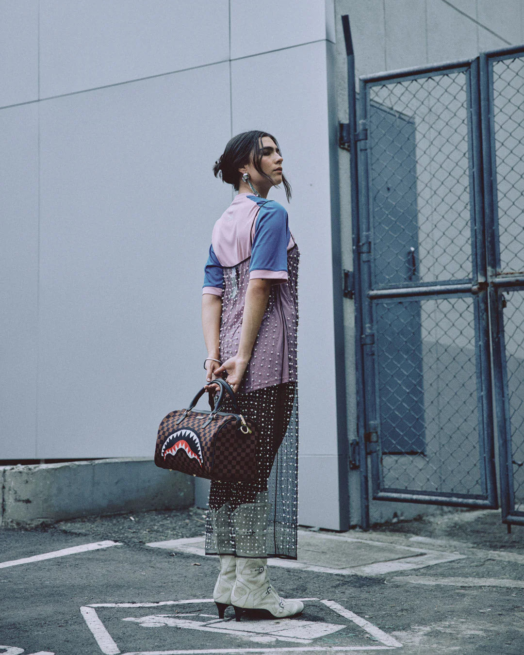 SPRAYGROUND KYOTOKNIT SHARKS IN PARIS MINI DUFFLE