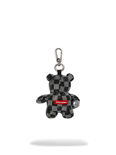 SPRAYGROUND SILVER DIAMOND TEAR BEAR CUB KEYCHAIN