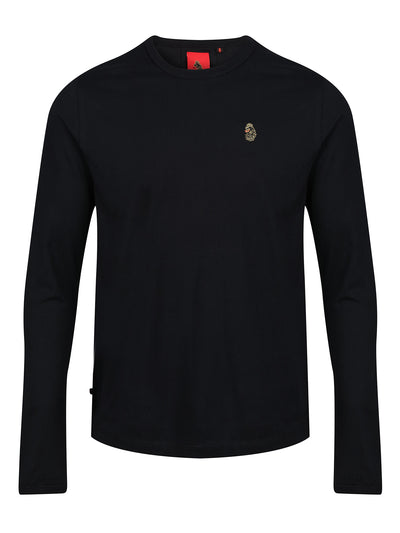 Men's black t-shirt with crew neck and short sleeves.