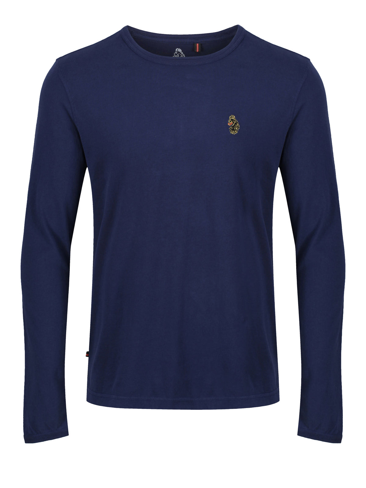 Men's navy t-shirt with crew neck and short sleeves.