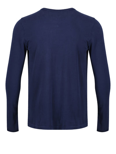 Men's navy t-shirt with crew neck and short sleeves.
