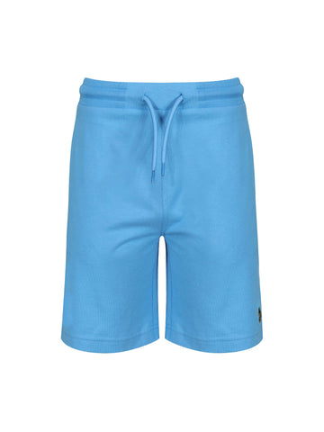 Boy's blue shorts with jersey, front view