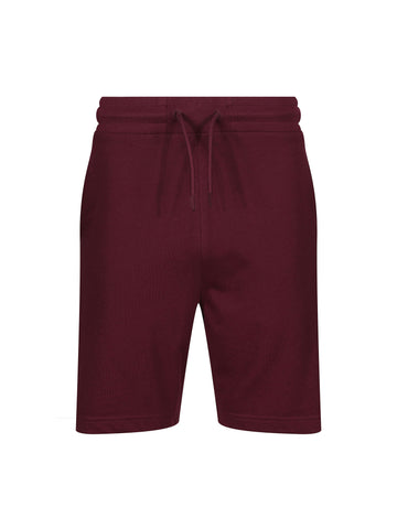 Boy's red shorts with jersey, front view