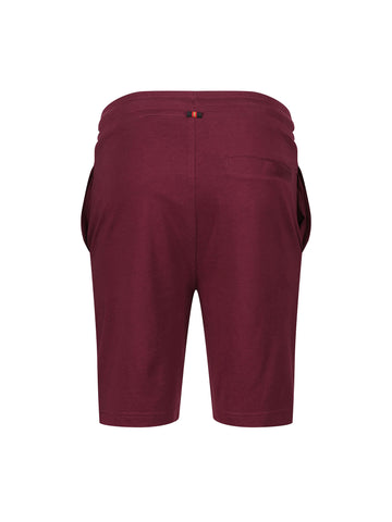 Boy's red shorts with jersey, back view
