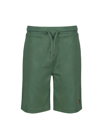 Boy's green shorts with jersey, front view
