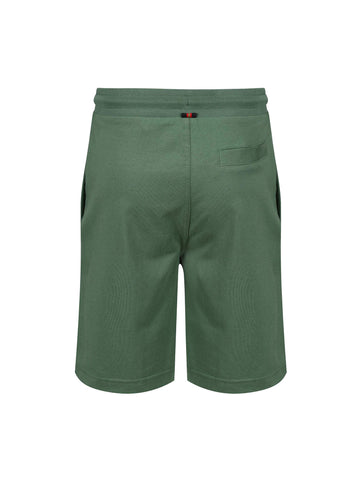 Boy's green shorts with jersey, back view