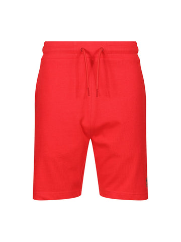 Boy's red shorts with jersey, front view