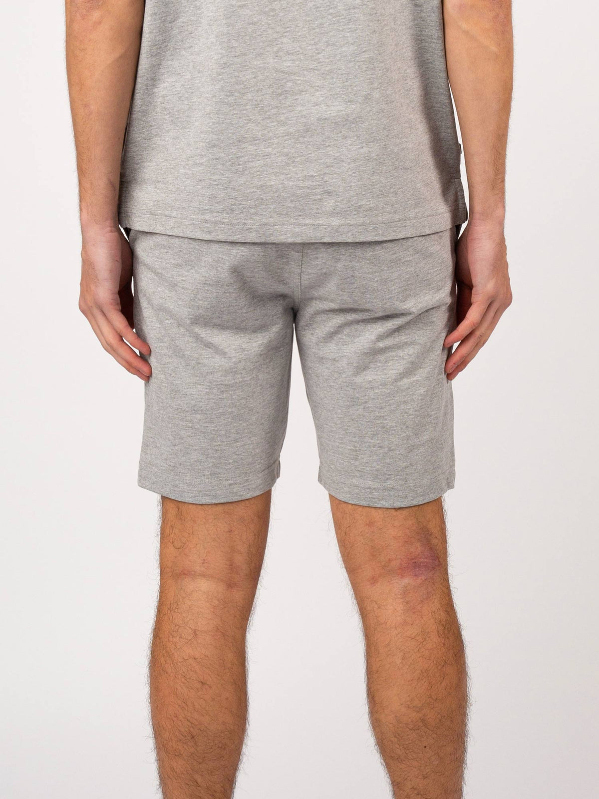 Men's grey shorts with drawstring waistband.