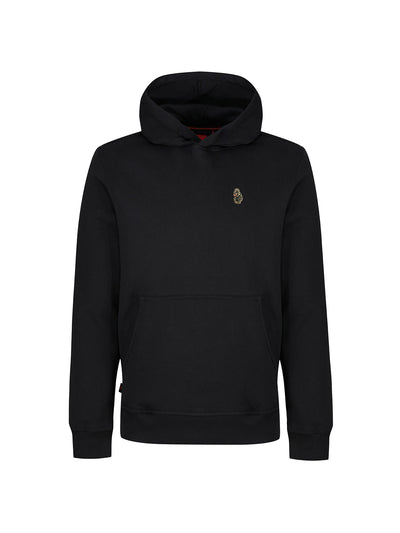 Boy's black hoodie with cotton, front view
