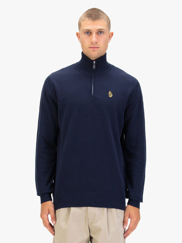 Pretender Quarter Zip Knitted Jumper - Navy